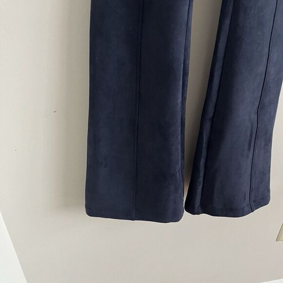 Spanx perfect Faux Suede Flare Pull on Pants S Navy Stretch High Waisted - Picture 11 of 14